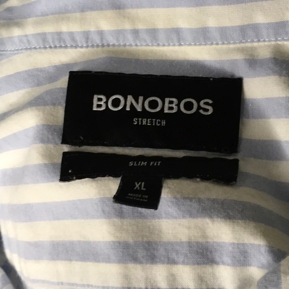 Bonobos Slim Fit Blue and White Striped Short Sleeve Button-Down Shirt (sz XL) - Picture 4 of 4